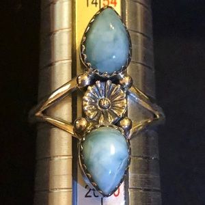 Sterling silver natural Larimar ring size 8